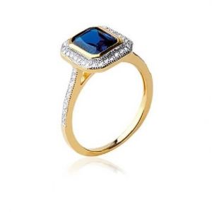 Bague CZ Saphirs ZIRCONIUM Plaqué or 18 Carats Bijoux