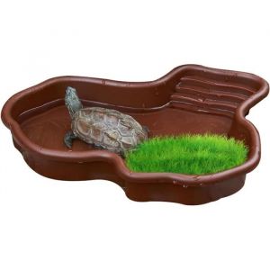 Grande bassine de bain pour reptiles - Bol deau pour tortues - Avec rampe et plateforme solaire - Pour nourriture et eau