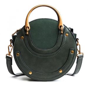Sac Bandoulière en PU Cuir Femme Petite Sac porté épaule Pochette Rétro Vintage Besace Messenger-vert