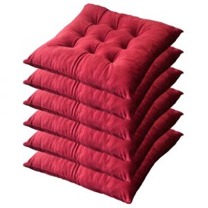 Lot de 6 Coussins de Chaise 40 x 40 x 4.5 cm Coussin Chaise Exterieur Coussin de Jardin Id&eacute;al Galette Chaise PolyesterVin rouge