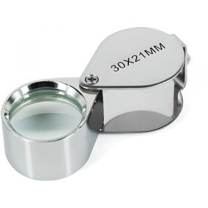 Loupe de bijoutier TRIXES - 30x21mm - Verre optique - Cadre chrom&eacute; - Pour horlogers et diamantaires