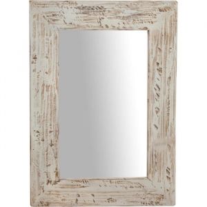 BISCOTTINI - Miroir mural rectangulaire en bois massif de tilleul finition cr&egrave;me L 50 x PR3 x H70 cm