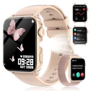 FeipuQu Montre Connect&eacute;e Femme Appel 1.91 HD Smartwatch avec Lampe de poche Assistant vocal IP68 P&eacute;dom&egrave;tre 120+ Sport
