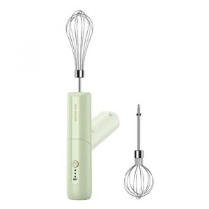 Batteur Électrique Sans Fil Vert - Fouetteur à Main Mousseur à Crème 13 Watts