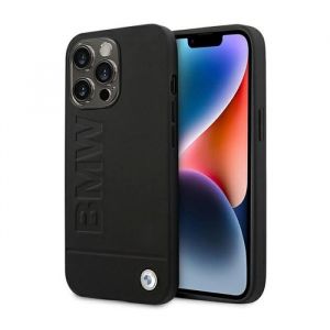 Coque pour iPhone 14 Pro Max - BMW - Cuir Noir - Qualit&eacute; Exceptionnelle - Design &Eacute;l&eacute;gant - Rigide