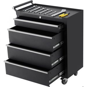 Servante datelier a roulettes vide avec 4 tiroirs Armoire à outils pliableVerrouillable en métal massif Chariot sans outils