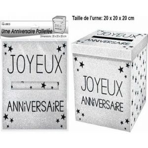 URNE JOYEUX ANNIVERSAIRE BLANCHE