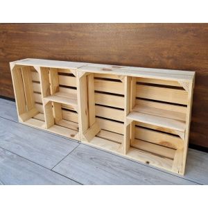 Caisse bois - PYXIDAS - Forme de Croix - 50x40x15 cm - Lot de 2 - Naturel