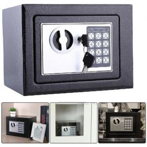 Coffre Fort Electronique de S&eacute;curit&eacute; en Acier + Cl&eacute;s + Code Digital 6.4L 170x230x170mm