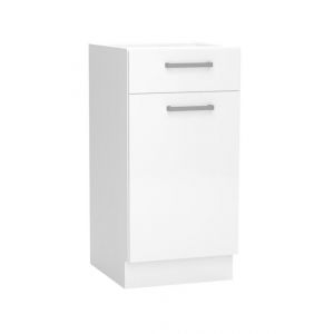 Meuble bas de cuisine avec 1 porte et 1 tiroir coloris blanc - longueur 40 x profondeur 4460 x hauteur 82 cm