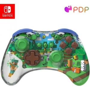 PDP - Minecraft Manette sans fil Realmz pour Nintendo Switch et Switch OLED - Forest Biome - Transparent