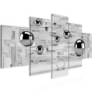 Runa art Tableau D&eacute;coration Murale 3D Boules 150x75 cm - 5 Panneaux Deco Toile Pr&ecirc;t &agrave; Accrocher 504353c