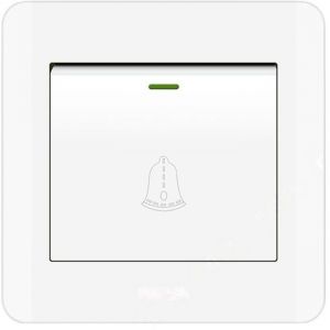 Bouton de sonnette ext&eacute;rieur interrupteur de sonnette 220-250V avec panneau en verre tremp&eacute;. Blanc1，3.38 pouces de diam&egrave;tre