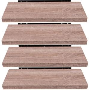 EUGAD &Eacute;tag&egrave;re Murale Lot de 2 &eacute;tag&egrave;res tablettes Style Moderne en Bois50x229x38cm Ch&ecirc;ne Jaune