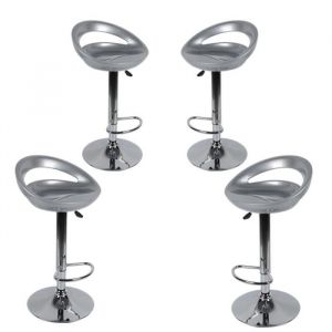 Tabouret de bar LUX - Lot de 4 - Gris - Hauteur r&eacute;glable - Style contemporain