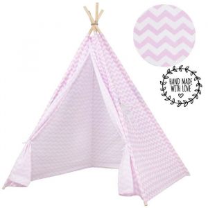 Tente Tipi Wigwam pour enfant en coton SPRINGOS® - Rose - 160x120x100 cm