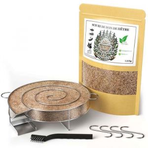 GRILLN CHIPS - G&eacute;n&eacute;rateur (serpentin) de fum&eacute;e froide pour fumoir & barbecue + 12 kg sciure h&ecirc;tre