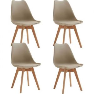 BenyLed Lot de 4 Chaises de Salle à Manger de Style Tulipe Design Scandinave Marron