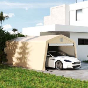 Tente garage carport dim. 62L x 33l x 24H m acier galvanis&eacute; robuste PE haute densit&eacute; 150 g/m&sup2; imperm&eacute;able anti-UV
