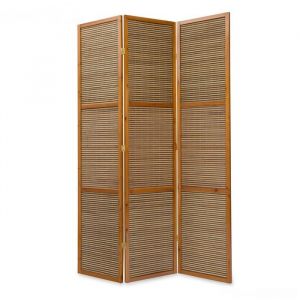 Paravent - Décoshop26 - 3 Panneaux - Bois et Bambou - 200 cm de Hauteur - 132 cm de Largeur