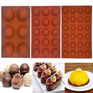 Moule à gâteau en silicone demi-sphère Muffin Moule à biscuits au chocolat Moule de cuisson 3pc Pg590