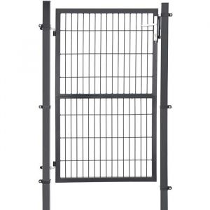 SONGMICS Portillon en fer galvanis&eacute; - Portail de cl&ocirc;ture - Porte de jardin robuste et durable - 106 x 200 cm (L x H) Gris GGD200GY