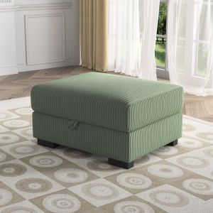 Repose-Pieds Pouf de Rangement - Design &Eacute;l&eacute;gant et Pratique -  en Velours C&ocirc;tel&eacute; Vert