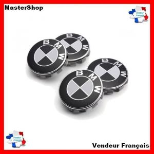 4pcs Logo Bmw 68mm Centre De Roue Cache Moyeu Jante Emblème noir blanc jantes Insigne - Mastershop - FR