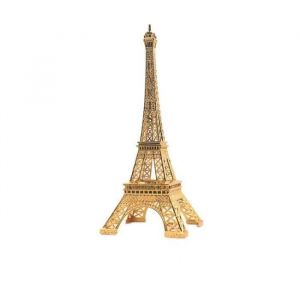Figurine de Tour Eiffel - Décoration de fête - Métal doré - 25 x 9.5 cm - Idéal pour gâteaux et bureaux
