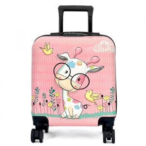 Valise cabine rigide motif 3D 46cm - Rose - motif girafe - TROLEK0478