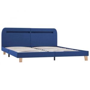 Mengcoda-Home Cadre de lit Pour 2 Personnes - Lit adulte avec LED - Lit complet - Bleu Tissu 180 x 200 cm - 3944353