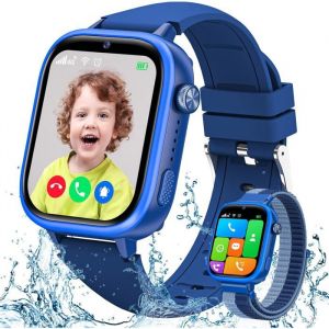 Montre Connect&eacute;e Enfant 4G Smartwatch T&eacute;l&eacute;phone Avec Ip68 &Eacute;tanche Carte Sim Sos Bracelet Gps Chat Appel Vid&eacute;o Mode Classe P