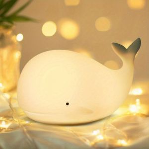 Veilleuse baleine Kawaii 7 couleurs – lampe en silicone rechargeable offre une atmosphère chaleureuse