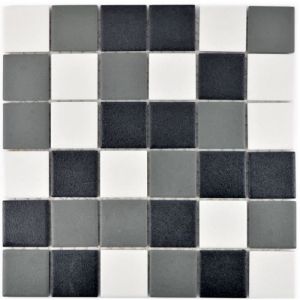 Céramique Carreau Mosaïque RÉFRACTAIRE noir blanc gris métal non émaillé carrelage - MOS14-2213-R10