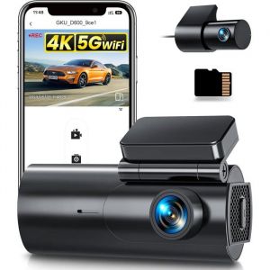 4K Dashcam Voiture Avant Arri&egrave;re5GHz WiFi Cam&eacute;ra Embarqu&eacute;e Voiture avec Carte SD 64GCamera Voiture Grand Angle 170&deg;