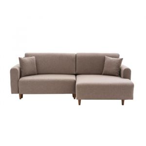 CALICOSY - Canap&eacute; dangle convertible m&eacute;ridienne &agrave; droite en tissu L246 cm - MANE - Taupe