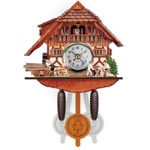Tapez 7  Horloge murale suspendue en bois r&eacute;veil oiseau horloge coucou pour la maison d&eacute;coration de chambr