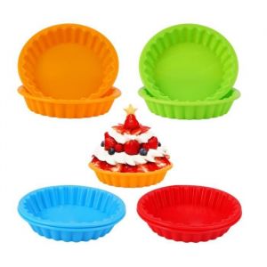 8 Ronde Moule Tartelette Silicone Revêtement Antiadhésif Mini Moule a Tarte Convient À La Préparation De Gâteaux et de Tartes