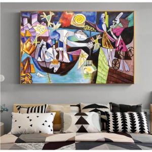 Picasso Célèbre Oeuvre Antibes Nuit Pêche Cancas Peinture Affiche et Impressions Abstraites Mur PhotosDécoration 40x60cm Avec cadre