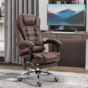 Fauteuil de bureau direction massant chauffant hauteur r&eacute;glable dossier inclinable toile de microfibre marron