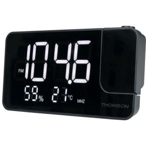 Radio-réveil projecteur - THOMSON - Noir - Radio FM Température Humidité Double alarme USB-C Alim. 230V
