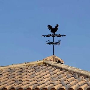 Girouette Coq Champignon Ornement Girouettes Métal Girouette Vent Outil de Mesure Noir pour Jardin Cour Toit Ferme Extérieur