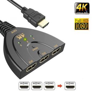 3 Ports HDMI Switch 3 à 1 Adaptateur HD 1080P 3 x Entrées 1 x Sortie avec commutateur automatique HDMI à affichage multiple-Juanio