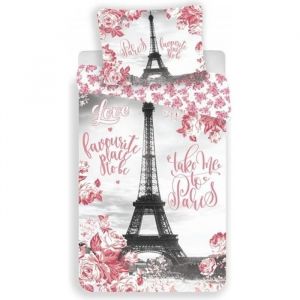 Parure de Lit Paris - Tour Eiffel Rose - Housse de Couette Coton