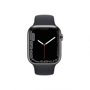 Apple Watch Series 7 GPS + Cellulaire - 45mm - Bo&icirc;tier acier inoxidable Graphite - Bracelet s (2022) - Reconditionn&eacute; - Etat correct