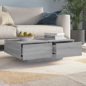 Table basse - CHG - Sonoma gris - 90x60x31 cm - Bois ding&eacute;nierie - Montage requis