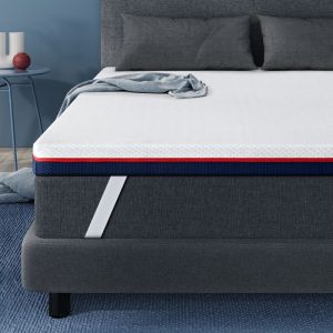 Surmatelas 180x200 cm INRE Epaisseur  10cm Mousse à mémoire de forme haute densité avec housse hypoallergénique lavable
