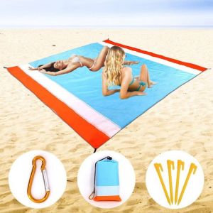Natte de Plage Tapis de Plage Grande 200cm x 210cm Couverture de Plage Camping Imperm&eacute;able Anti-Sable Portable Drap de Plage avec