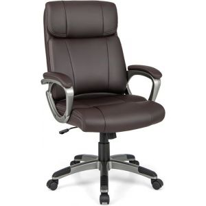 RELAX4LIFE Chaise de Bureau à Roulettes Fauteuil avec Hauteur Réglable & Fonction de Bascule Charge 160 KG Marron