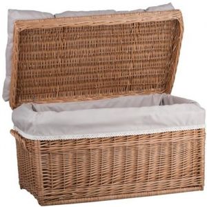 Coffre de rangement en osier buff - Marque - Grand panier - Industriel - Loft - 70cm x 43cm x 44cm